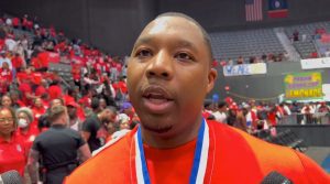 Anthony Carlyle, during post-game interview after last week' state championship victory, his sixth. (Photo by Tyler Cleveland)