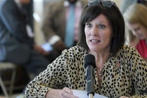 House Medicaid Committee member Missy McGee, R-Hattiesburg, said the passing of legislation that would extend postpartum Medicaid coverage from two months to a year, by the committee is "the right thing for women and babies in Mississippi," Tuesday, Feb. 28, 2023, at the Mississippi Capitol in Jackson. (AP Photo/Rogelio V. Solis)