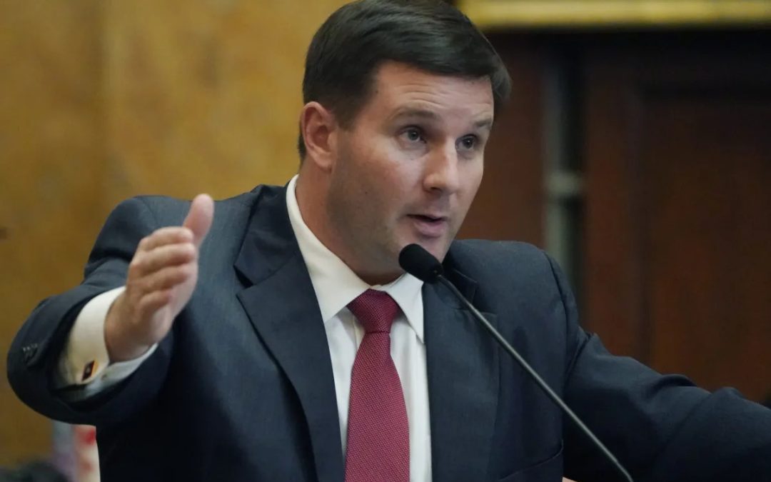 Mississippi House Ways and Means Committee Chairman Trey Lamar, R-Senatobia, speaks in the Mississippi House chamber in Jackson, Miss., Nov. 2, 2022. (AP Photo/Rogelio V. Solis, File)