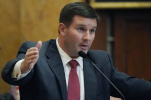 Mississippi House Ways and Means Committee Chairman Trey Lamar, R-Senatobia, speaks in the Mississippi House chamber in Jackson, Miss., Nov. 2, 2022. (AP Photo/Rogelio V. Solis, File)