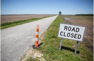 A road closure sign is seen in Issaquena County on Monday, April 15, 2019.