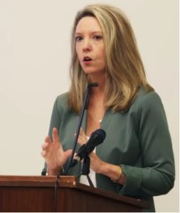 Wendy Bailey, executive director of the Department of Mental Health, speaks to an audience during the Mental Health Meet Up at the Two Mississippi Museums in Jackson, Miss., Wednesday, May 26, 2022. Credit: Eric Shelton/Mississippi Today