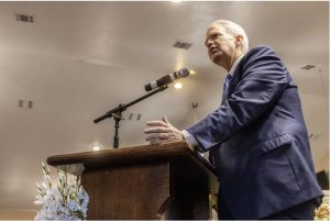 Brandon Presley, the Democratic candidate for governor, speaks at St.Luke M.B. Church in Dundee, Miss., Wednesday, May 3, 2023. Credit: Eric Shelton/Mississippi Today