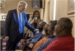 Brandon Presley, the Democratic candidate for governor, speaks to supporters at St.Luke M.B. Church in Dundee, Miss., Wednesday, May 3, 2023. Credit: Eric Shelton/Mississippi Today