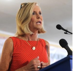 Attorney General Lynn Fitch speaking at the Neshoba County Fair, Thursday, July 28, 2022. Credit: Vickie D. King/Mississippi Today