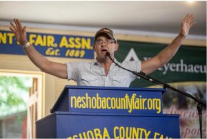 Lt. Governor candidate Shane Quick speaks during the Neshoba County Fair Wednesday, July 31, 2019. Credit: Eric J. Shelton/Mississippi Today, Report For America