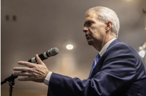 Brandon Presley, the Democratic candidate for governor, speaks at St.Luke M.B. Church in Dundee, Miss., Wednesday, May 3, 2023. Credit: Eric Shelton/Mississippi Today