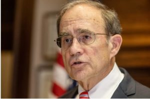 Lt. Gov. Delbert Hosemann speaks with members of the media during a press conference inside of his office at the State Capitol in Jackson, Miss., Monday, March 14, 2022. One of the issues discussed during the press conference was the Post Partum Bill, Senate Bill 2033, which died last Wednesday. Credit: Eric Shelton/Mississippi Today
