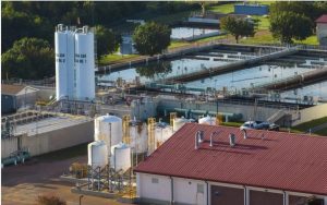 This is an aerial view of of the City of Jackson's O.B. Curtis Water Plant, Thursday, Sept. 1, 2022. (AP Photo/Steve Helber)