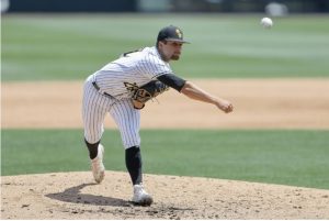 Southern Miss All American Tanner Hall (28) delivers a pitch during an NCAA game against Samford Friday at Auburn. (AP Photo/Stew Milne)