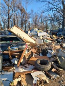 Damages from a tornado that struck a mobile home park in Anguilla in December, 2022