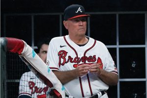 Brian Snitker, a 67-year-old grandfather who managed the 2005 Mississippi Braves, has the Atlanta Braves in first place by nine games. (AP Photo/John Bazemore)