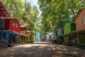 Empty cabins are seen at the Neshoba County Fair grounds Wednesday, July 12, 2018. Credit: Eric J. Shelton, Mississippi Today/ Report for America