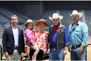 Commissioner Andy Gipson held a press conference announcing details for the Keath Killebrew Memorial Rodeo, the largest IPRA rodeo in the United States, to be held in conjunction with the upcoming Mississippi Ag and Outdoor Expo at the Mississippi Fairgrounds. Pictured L-R: Don Brazil, CEO of the Mississippi Wildlife, Fisheries and Parks Foundation; Vivian Killebrew, daughter of Keath and Alyssa Killebrew; Dr. Alyssa Killebrew, wife of the late Keath Killebrew and founder of the Killebrew Ag Foundation; Andy Gipson, Commissioner of Agriculture and Commerce; and Jeremy Smith, owner of the Deep South Rodeo Productions.