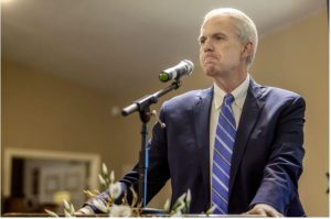 Brandon Presley, the Democratic candidate for governor, speaks at St. Luke M.B. Church in Dundee, Miss., Wednesday, May 3, 2023. Credit: Eric Shelton/Mississippi Today