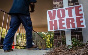 A voter walks into Twin Lakes Baptist Church in Madison, Miss., Tuesday, November 5, 2019. Credit: Eric J. Shelton/Mississippi Today, Report For America