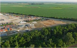 AES and Amazon have partnered in the Mississippi Delta Wind Farm in Tunica. Photo from AES shows the facility under construction.
