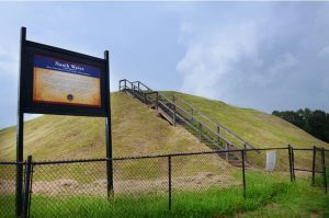 The Nanih Waiya mound is located in Winston County on July 30, 2023. The mound is the sacred origin site of the Choctaw people. Credit: Vickie D. King/Mississippi Today