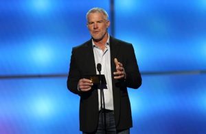 Former NFL player Brett Favre presents the moment of the year award at the 8th Annual NFL Honors at The Fox Theatre on Saturday, Feb. 2, 2019, in Atlanta. (Photo by Paul Abell/Invision for NFL/AP Images)