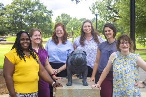 From left, Shecoya White, Courtney Crist, Carley Morrison, Kelley Wamsley, Jessica Wells and Stephanie Lemley are MSU leaders of an Agricultural Science Professional Development program that has been awarded a $485,000 grant from the National institute of Food and Agriculture. (Photo by Dominique Belcher)