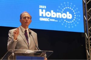 Mississippi Lt. Gov. Delbert Hosemann, seeking reelection, speaks during Mississippi Economic Council's 2023 Hobnob at the Mississippi Coliseum in Jackson, Miss., Thursday, Oct. 26, 2023. Credit: Eric J. Shelton/Mississippi Today