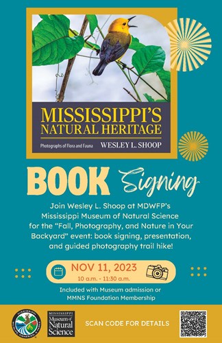 Museum to Host Book Signing and Photography Hike in LeFleur’s Bluff State Park with Renowned Scientist Wesley L. Shoop