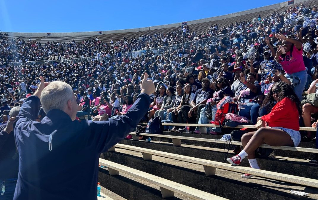 At Jackson State homecoming, Brandon Presley pledges to advocate for Mississippi HBCUs