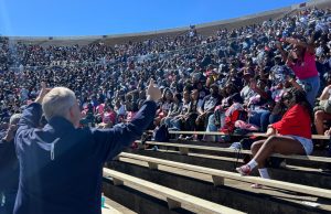 Brandon Presley, the Democratic nominee for governor, campaigns at the Jackson State homecoming game on Saturday, Oct. 14, 2023. (Taylor Vance/Mississippi Today)