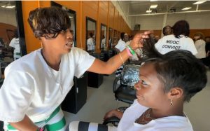 Inmates at Delta Correctional Facility in Greenwood invited fellow inmates and program leaders to sit in their cosmetology chairs for demonstrations and consultations of their skills.