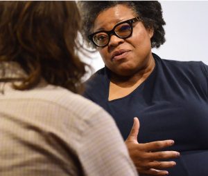 Monique Harden, director of Law and Public Policy for Deep South Center for Environmental Justice, speaks with media Wednesday, Nov. 1, 2023, before Turkey Creek/North Gulfport residents and their legal representatives present oral arguments before the Court of Appeals regarding the Department of Defense's plans to build on wetlands in their area.