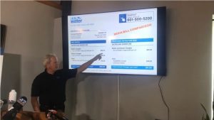 JXN Water's Ted Henifin going over an example of his proposed new billing system, on Nov. 17, 2023.
