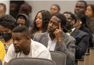 Audience members listen as students express their concerns about school closures during a Jackson Public School community meeting at Forest Hill High School in Jackson, Miss., Monday, Oct. 9, 2023. JPS announced its plan to close or consolidate 16 schools. Credit: Eric J. Shelton/Mississippi Today