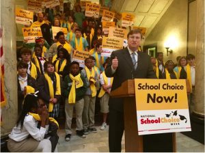 Lt. Gov. Reeves speaks at a school choice rally in the Capitol rotunda on Jan. 24, 2017. Credit: Kayleigh Skinner/Mississippi Today