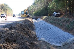 Ditch repair work on US 49 South in Rankin County