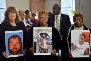 rom left: Gretchen Hankins, Mary Moore Glenn and Bettersten Wade held a press conference with attorneys Ben Crump and Dennis Sweet III on Dec. 20, 2023, to demand justice for their sons, who were buried at the Hinds County Penal Farm without their knowledge. Photo by Shaunicy Muhammad