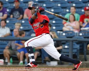 Ronald Acuna bats for the Mississippi Braves at Trustmark Park in 2017. (Courtesy Mississippi Braves)