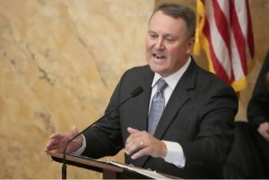 Mississippi Speaker of the House of Representatives Jason White, R-West, addresses the chamber after being elected to the leadership role at the Mississippi State Capitol in Jackson, Miss., Tuesday, Jan. 2, 2024. (AP Photo/Rogelio V. Solis)