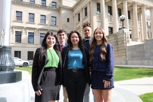 Southern Pine’s 2024 Cooperative Youth Leaders: (L to R front row) Jackie Sills, Mendenhall High School; Savanna Edwards, Jasper Academy; Avery Daughdrill, Simpson County Academy; (L to R back row) Michael Matte, Stringer High School; and Perry Fletcher, Morton High School.