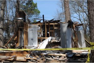 Remnants of a residence located at 1146 Shalimar Drive, destroyed by a gas leak this past January in South Jackson, Wednesday, Feb. 21, 2024. Credit: Vickie D. King/Mississippi Today