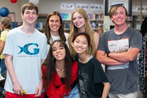 Middle College participants in an ICC orientation session include, front, from left, Charlea Crayton, Jillian Babb; back, Matthew Butler, transition counselor Brittany Terrell, Savannah Scruggs and Griffin Autry. – Photo by Ryan Coon, Tupelo Public School District