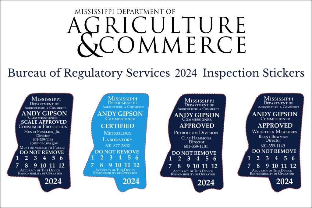 The 2024 MDAC inspection stickers feature JSU’s colors, Navy Blue and Thee I Love Blue.