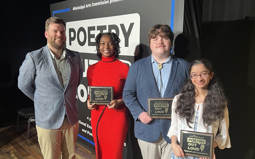 David Lewis- host, Malisha Taylor- Champion, Sophomore at Pascagoula High School, Tommy Nichols- 1st runner-up, Junior at Oxford High School and Sanika Janorkar- 2nd runner-up a Freshman at Rosa Scott High School