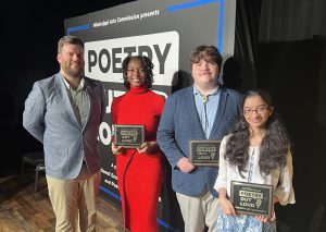 David Lewis- host, Malisha Taylor- Champion, Sophomore at Pascagoula High School, Tommy Nichols- 1st runner-up, Junior at Oxford High School and Sanika Janorkar- 2nd runner-up a Freshman at Rosa Scott High School