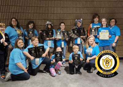 Elementary & Junior Division – (Top row – left to right) – Garrett Nelson, Sponsor Joanna Dillman, Hailey Dial, Abigail Dillard, Elizabeth Dacus, Madelyn Dillard, Wyatt Nelson, Lydia Crepps, Sponsor Maria Dacus. (Bottom row – left to right) – Sponsor Ashley Stanbro, Luke Dillman, Angela Dacus, Micah Cameron, Sponsor Lauren Nelson.
