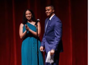 Medical student Eric Lucas and his fiancee, Marissa Anderson, smile during his Match Day announcement.
