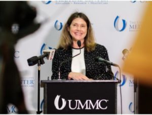 Anne Travis, CEO of the Bower Foundation, is pictured during the announcement of the project's grant in 2021.