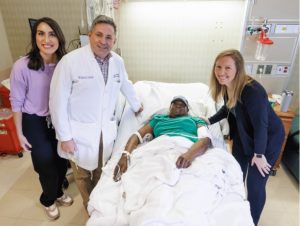 Hurrod with Ashley Peden, nurse practioner; Dr. Vince Herrin, professor of hematology and oncology and bone marrow transplant specialist; and Dr. Carter Milner, professor of hematology and oncology and bone marrow transplant.