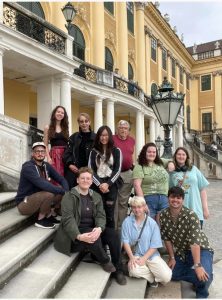 Delta State students and professors spent 2 weeks immersed in the art of Vienna, Austria. (Front row L to R) Jesse Brown, Anna Schmitz (Florence), Ollie Nerren (Grenada), Gunner Sizemore (Benoit), (Back row L to R) Sara Wilkerson (Greenville), Dr. Michaela Merryday, Laura Collier (Ridgeland), Ron Koehler, Emily Manning (Leland), Morgan Vaughan (Mathiston).