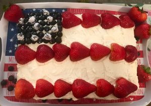 What's the Fourth of July without a flag caike? If you'd like the recipe and directions, I'll be happy to send it to you!