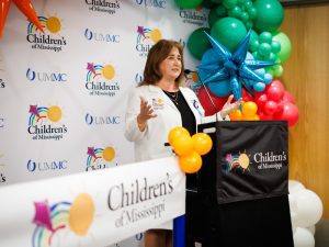 Herrington tells supporters of the difference the renovations at the Center for Cancer and Blood Disorders have made for Children's of Mississippi patients and their families.